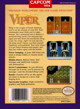 Code Name - Viper (USA) box cover back